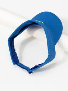 1pc Toddler Kids Chinese Character Embroidered Boho Visor Hat For Vacation - Blue - View 2