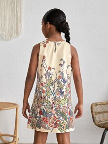 SHEIN Tween Girl Floral Print Tank Dress - Multicolor - View 2