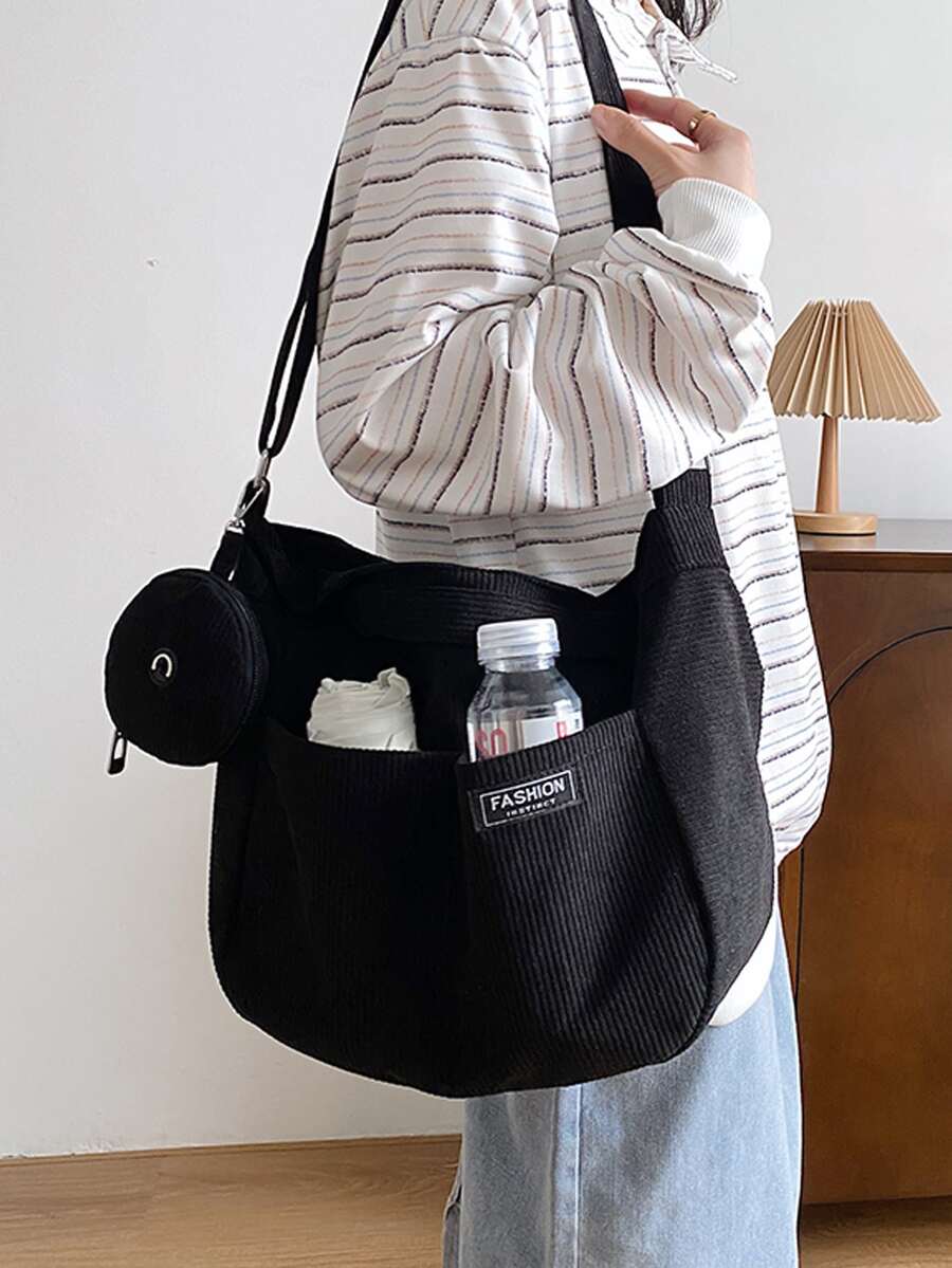 Túi Crossbody Nữ Sọc - màu đen - Xem 1