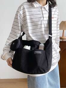 Túi Crossbody Nữ Sọc - màu đen - Xem 3