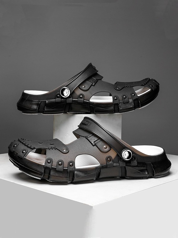 Men Breathable Non Slip Letter Graphic Cut Out Vented Clogs, Fashion