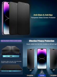 2 Pieces Apple Full-Screen Anti-Peep And Anti-Fall Protective Film Compatible With IPhone 16 Pro Max/16/16 Pro/16 Plus/15 Pro Max/15/15 Pro/15 Plus/14 Pro Max/14/14 Pro/14 Plus/13 Pro Max/13/13 Pro/12/11 Screen Protector, Compatible With IPhone Privacy Screen Protector, Anti-Fall, Mobile Phone Accessories, Protective Film Gift For Birthday, Family, Friends Tempered Glass, Anti-Spy, Phone Screen Protector