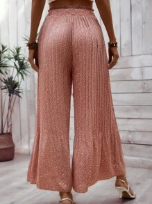 SHEIN VCAY Allover Print Pleated Wide Leg Trousers - Pink - View 3