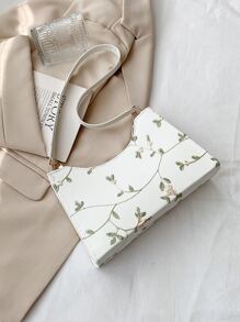 1 件带拉链开合的刺绣时尚单肩包，适合女性日常装扮 - 白色 - 查看 3