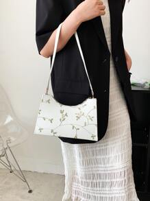 1 件带拉链开合的刺绣时尚单肩包，适合女性日常装扮 - 白色 - 查看 7
