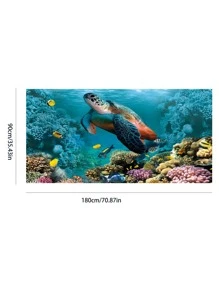 Sea Turtle Print Beach Towel, Microfiber Soft Beach Sheet For Vacation, Swimming, Bath - Cadet Blue - View 2