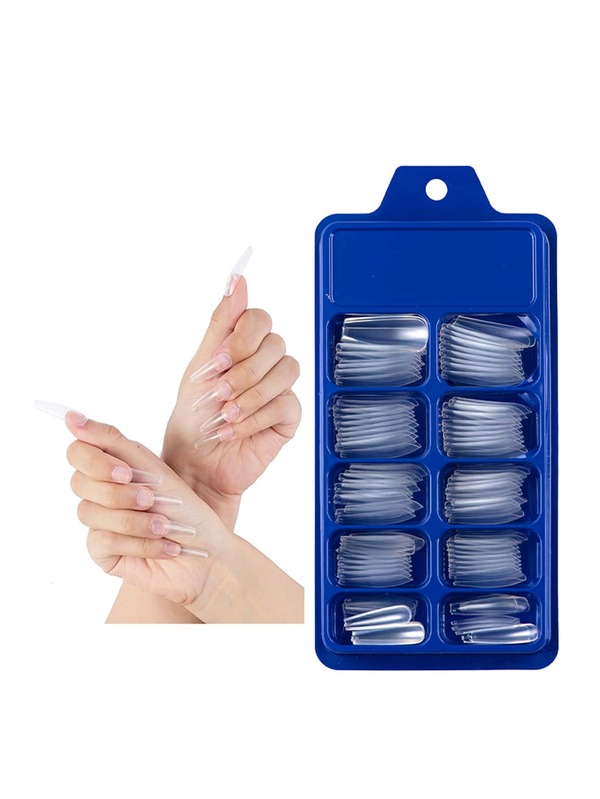 Upgrade Your Look With 100pcs Long Coffin Transparent Clear Fake Nail