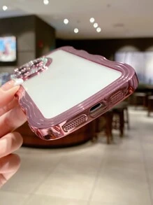 Vỏ điện thoại trong suốt trang trí rhinestone - Hoa hồng vàng - Xem 4