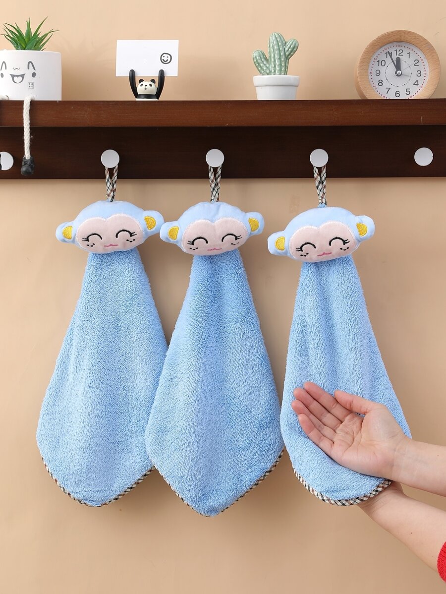 1入組套卡通猴子裝飾毛巾卡通可愛家用手巾 - 藍色 - 查看 1