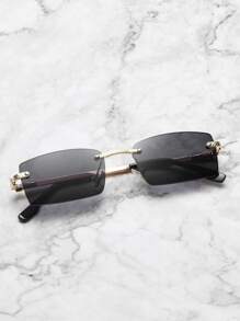 Hombres 1 par Gafas de sol lentes cuadrados sin montura de moda para exterior - Negro - Ver 6