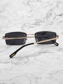 Hombres 1 par Gafas de sol lentes cuadrados sin montura de moda para exterior - Negro - Ver 7