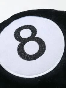 1pc Billiard Ball Design Decorative Pillow, Creative Throw Pillow For Sofa - Black and White - View 3