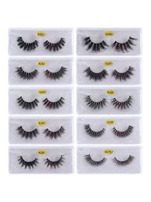 10 cặp lông mi giả tự nhiên 3D Faux Mink - màu đen - Xem 1