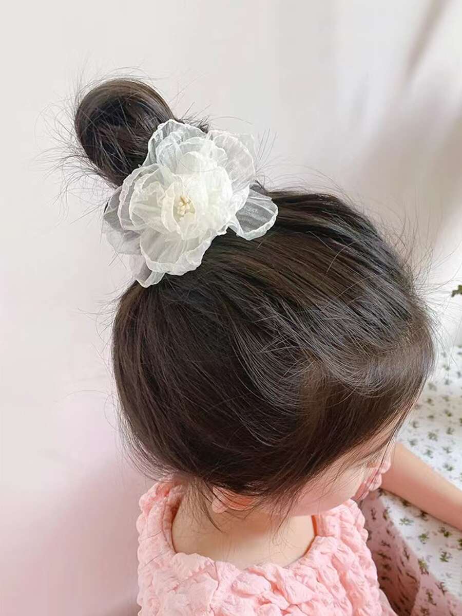 1入組小女童花朵裝飾時尚鴨嘴夾適用於頭髮裝飾用品