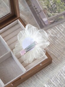 1入組小女童花朵裝飾時尚鴨嘴夾適用於頭髮裝飾用品