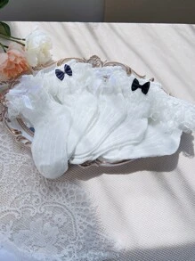 5 đôi Vớ thủy thủ đoàn trang trí nơ cho bé gái mới tập đi - trắng - Xem 2