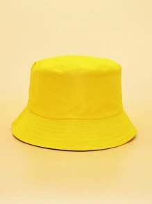 1pc Toddler Kids Solid Reversible Fashionable Bucket Hat For Daily Life - Yellow - View 1