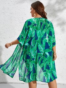 SHEIN VCAY Kimono con estampado tropical de manga murciélago - Multicolor - Ver 2