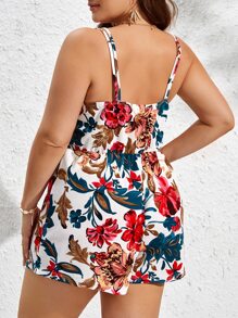 SHEIN VCAY Jumpsuits Plus Size Trọn gói Hoa Tất cả trên in Boho - Nhiều màu - Xem 2