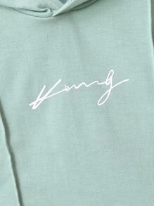 Baby Boys' Letter Printed Hooded T-Shirt And Shorts Set - Mint Green - View 3