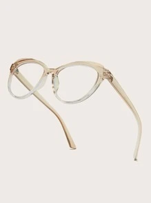 1副女士透明貓眼框架時尚眼鏡適用於日常 - 香檳色 - 查看 3