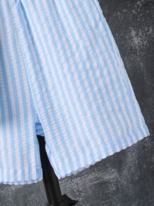 SHEIN Chemisette À Rayures Pour Garçonnet Avec Poches Et Short Assorti Mais Sans Tee-shirt