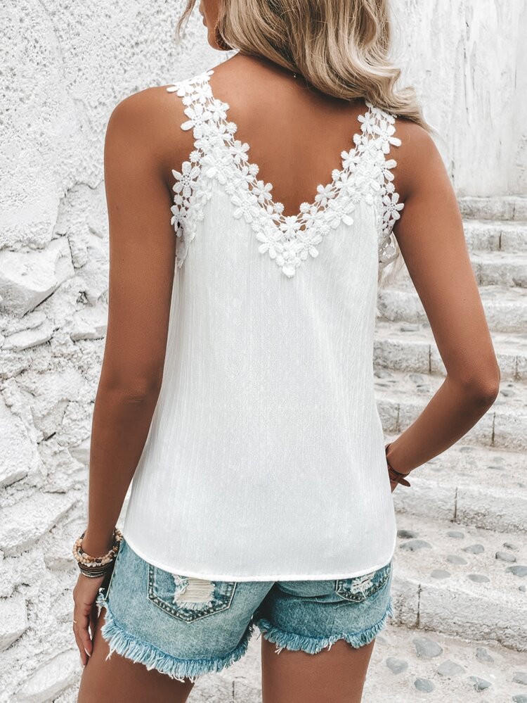 Guipure Lace Panel Tank Top
