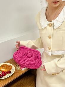 豪華晚餐包、晚餐包迷人、優雅、精緻、安靜豪華褶皺設計草袋紙度假霓虹粉紅色適合女士、女士、派對女孩、新娘完美適合派對、婚禮、舞會、晚餐/宴會、晚餐/宴會、最佳送給女性的禮物媽媽老師朋友伴娘 - 玫紅色 - 查看 2