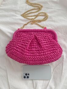 豪華晚餐包、晚餐包迷人、優雅、精緻、安靜豪華褶皺設計草袋紙度假霓虹粉紅色適合女士、女士、派對女孩、新娘完美適合派對、婚禮、舞會、晚餐/宴會、晚餐/宴會、最佳送給女性的禮物媽媽老師朋友伴娘 - 玫紅色 - 查看 5