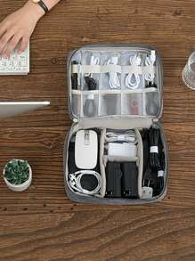 Minimalist Digital Bag Multi-compartment Portable Zipper For Travel Electronic Organizer Cable Bag Storage Bag Electronic Accessories Carry Case For Cable Cord Charger Phone Earphone Power Bank For Travel Gifts for Men - Dark Grey - View 3