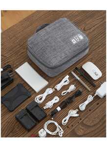 Minimalist Digital Bag Multi-compartment Portable Zipper For Travel Electronic Organizer Cable Bag Storage Bag Electronic Accessories Carry Case For Cable Cord Charger Phone Earphone Power Bank For Travel Gifts for Men - Dark Grey - View 4