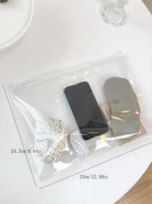 Bolsa cuadrada transparente de PVC minimalista para organizar maquillaje, herramientas de uñas, útiles escolares y artículos de viaje. Bolsa organizadora de maquillaje y artículos de viaje, ideal como regalo para mamá, de vuelta a la escuela o para vacaciones de verano. - transparente - Ver 10