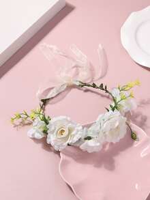 1入組幼兒女孩花與葉裝飾髮箍,適用於裝飾