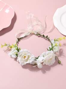 1入組幼兒女孩花與葉裝飾髮箍,適用於裝飾