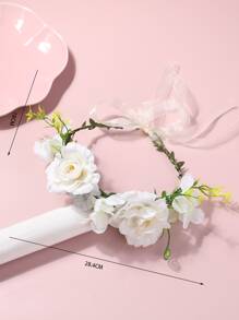 1入組幼兒女孩花與葉裝飾髮箍,適用於裝飾