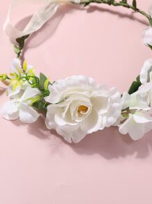 1入組幼兒女孩花與葉裝飾髮箍,適用於裝飾