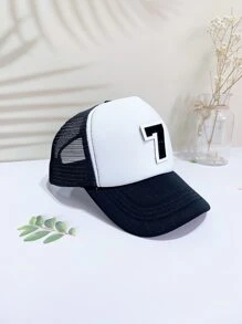 男嬰數字裝飾棒球帽適合夏天 - 黑與白 - 查看 4