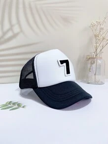 男嬰數字裝飾棒球帽適合夏天 - 黑與白 - 查看 1