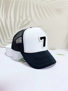 男嬰數字裝飾棒球帽適合夏天 - 黑與白 - 查看 2