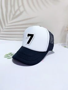 男嬰數字裝飾棒球帽適合夏天 - 黑與白 - 查看 5