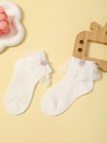 1 Bé Gái Tập Đi Đôi Ren Hoa & Dâu Tây Trang Trí Thời Trang Thủy Thủ Đoàn Tất Cho Cuộc Sống Hàng Ngày - trắng - Xem 1