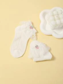 1 Bé Gái Tập Đi Đôi Ren Hoa & Dâu Tây Trang Trí Thời Trang Thủy Thủ Đoàn Tất Cho Cuộc Sống Hàng Ngày - trắng - Xem 2