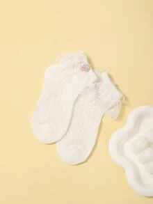 1 Bé Gái Tập Đi Đôi Ren Hoa & Dâu Tây Trang Trí Thời Trang Thủy Thủ Đoàn Tất Cho Cuộc Sống Hàng Ngày - trắng - Xem 5