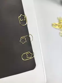 50pcs Solid Paper Clip, Minimalist Iron Mini Nons Paper Clip For Office, School Back To School,Back To School,School Supplies - Gold - View 3