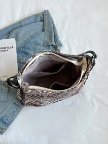 時尚休閒對比色帆布女士肩袋