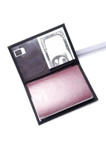 PU旅行護照套時尚2022女士護照夾套男士旅行證件 - 黑色 - 查看 2