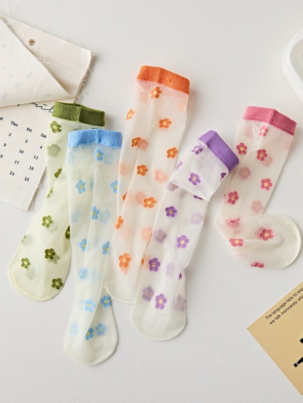 جوارب طاقم نمط زهري الى الصيف 5 أزواج امرأة