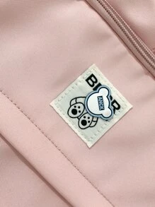 粉紅色經典背包字母貼片裝飾帶包飾物適合學校