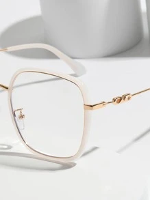 1 cặp kính mắt nữ gọng vuông thông thường cho cuộc sống hàng ngày - trắng - Xem 5