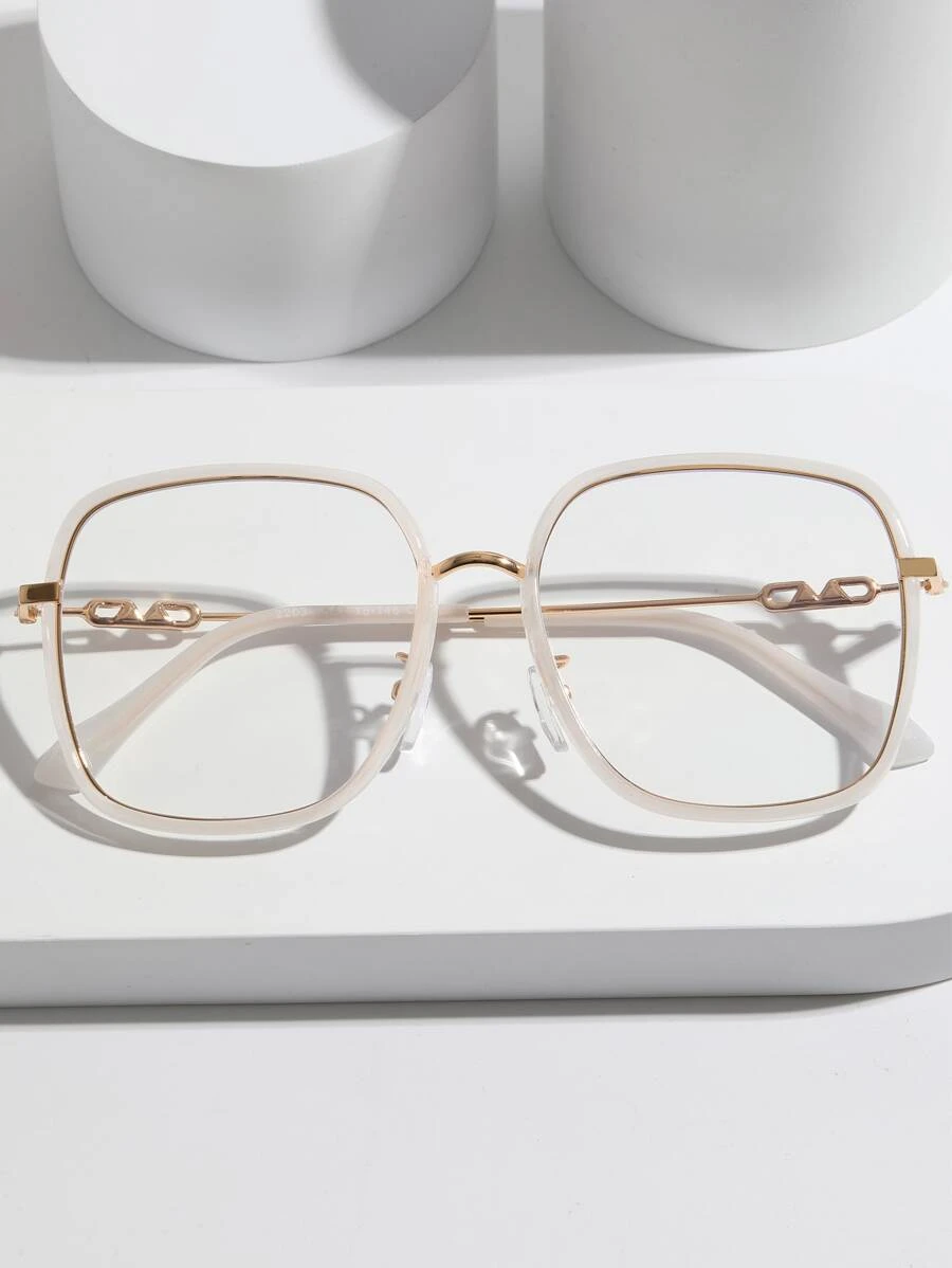 1 cặp kính mắt nữ gọng vuông thông thường cho cuộc sống hàng ngày - trắng - Xem 1